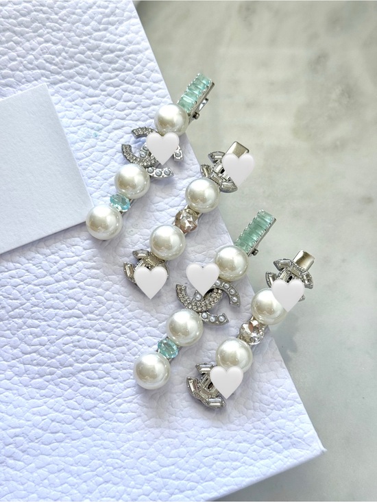 Accessories - Blue Crystal & Pearl Hair Clip Set of 4